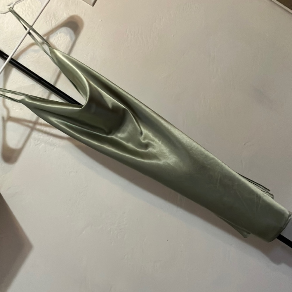 020 Green backless dress sage backless silk like